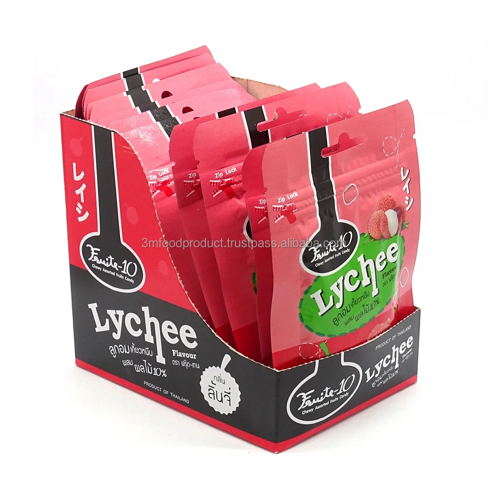 Chewy Lychee Soft Fruit Candy wholesale Funny Round Shaped Gummy Jelly Beans Bags 25g Package Sweet