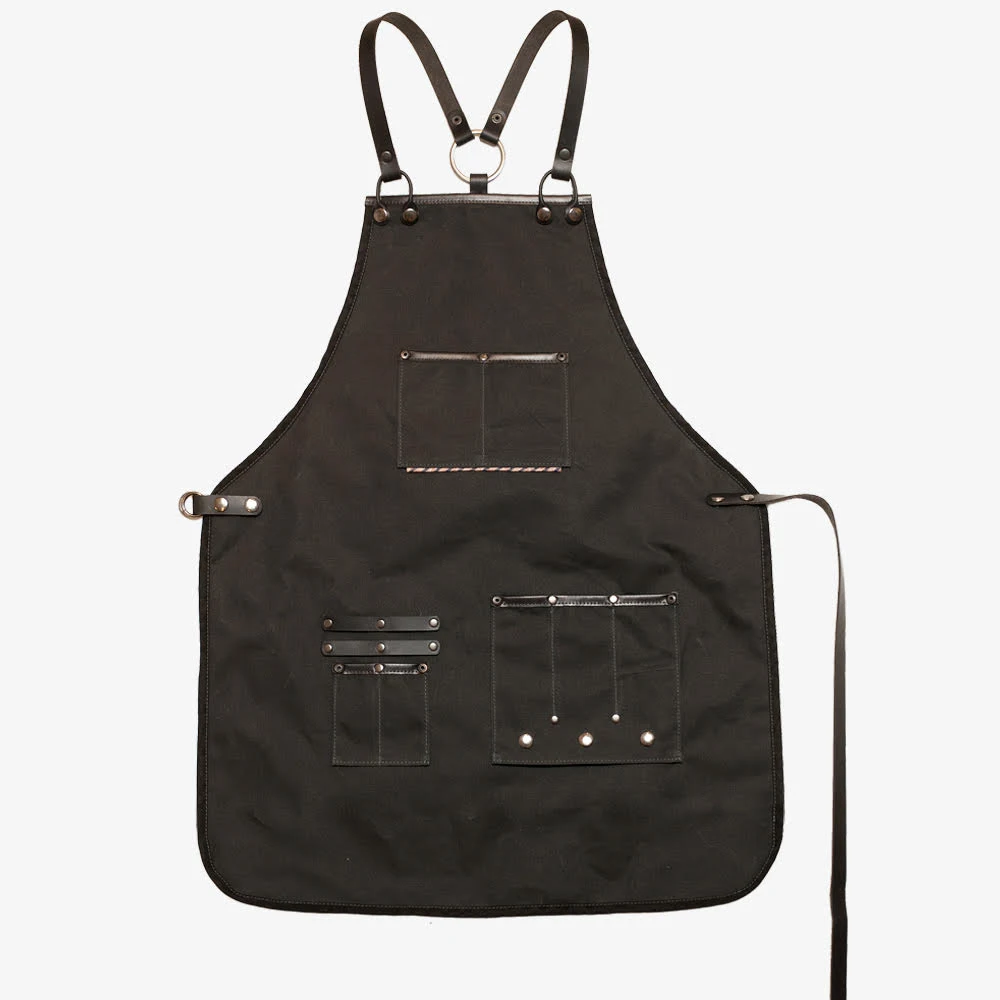 Top quality work aprons for women Jeans apron with cross back leather straps