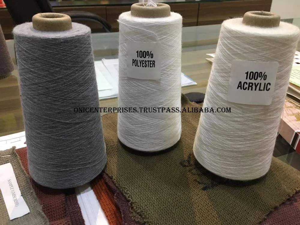 100 полиэфирная переработанная пряжа, акриловая пряжа, меланжевая пряжа-одна организация-все пряжи и все компоненты