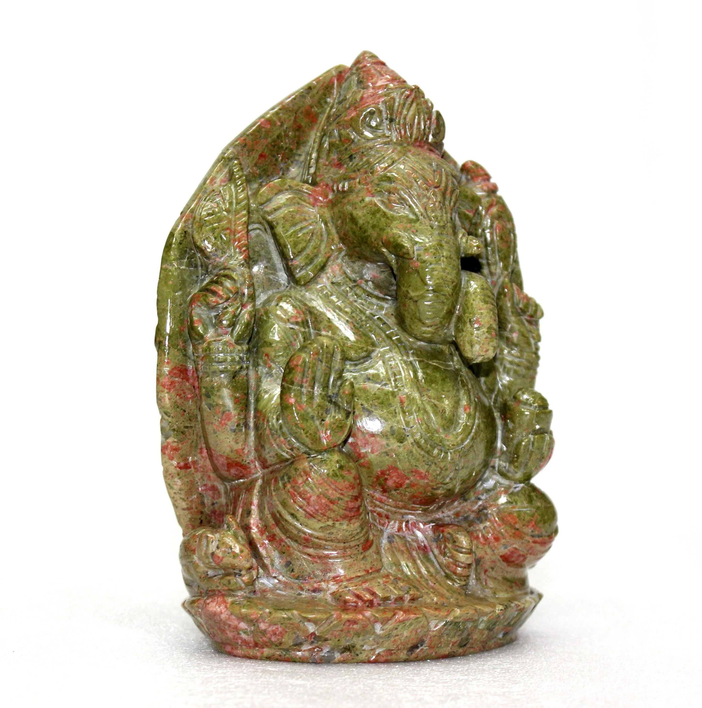 Handmade Unakite Ganesha Carving Natural Quartz Gemstone Figurine Statue Healing Crystal Handcrafted Semi-Precious Stone Crafts