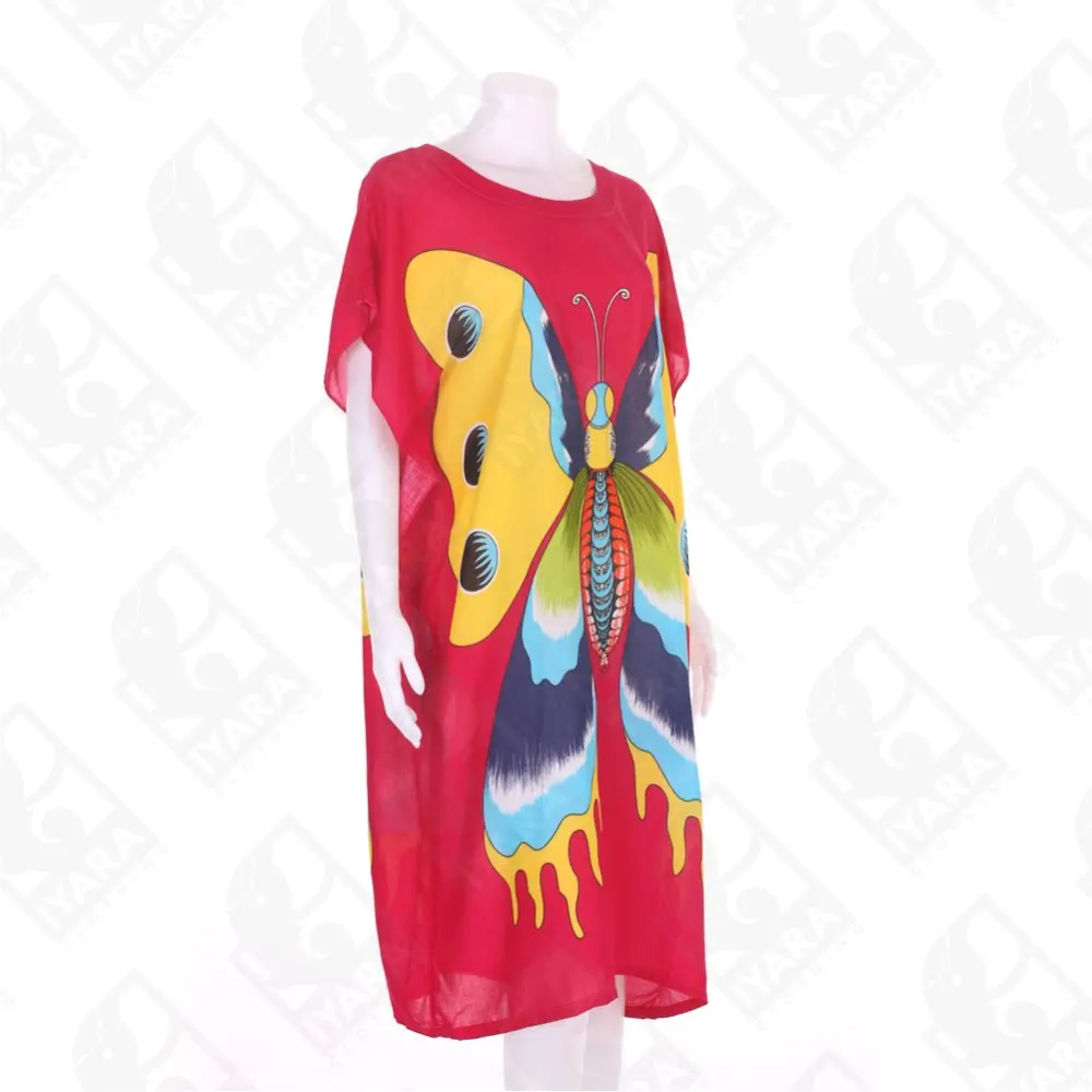 African Butterfly Rayon Kaftan Cover Up For Women Beach Dress