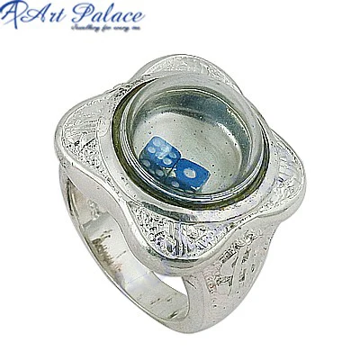 Gaming Glass 925 Sterling Silver Ring Jewelry Vintage jewelry silver Glass gemstone Women Finger Wear High Quality Glass Ring