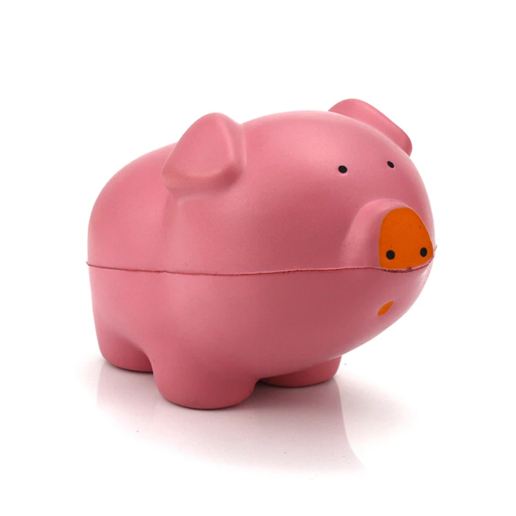 Quality Custom Logo Round Polyurethane Foam Pink Pig Shape Stress Ball For Gift