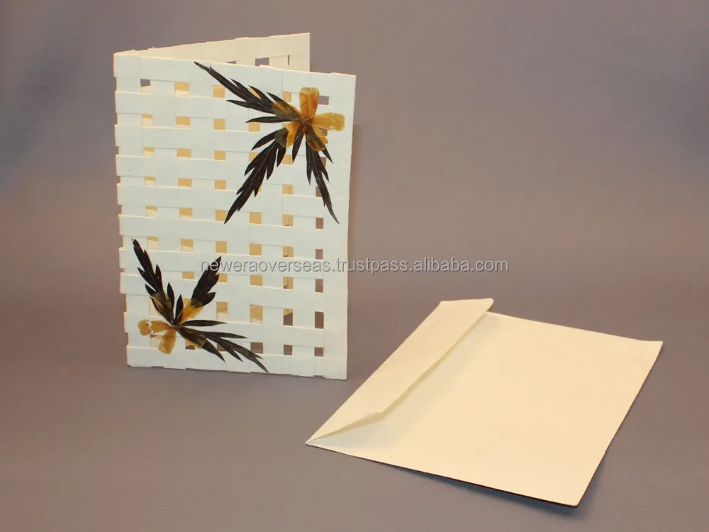 Handmade cotton Paper Greeting Cards with real dry flowers For Christmas and All Occasions
