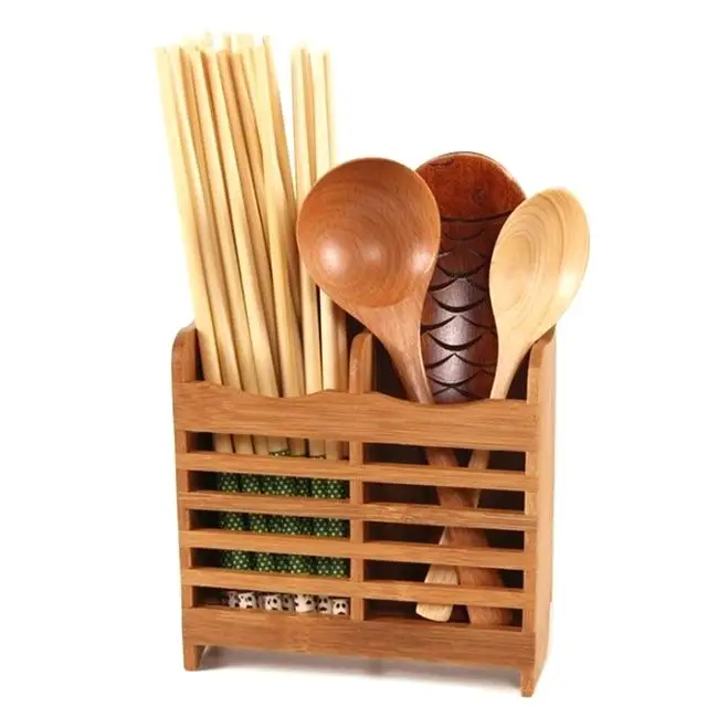 100% natural Bamboo Wood Utensil 5 Set Kitchen Spoon holder