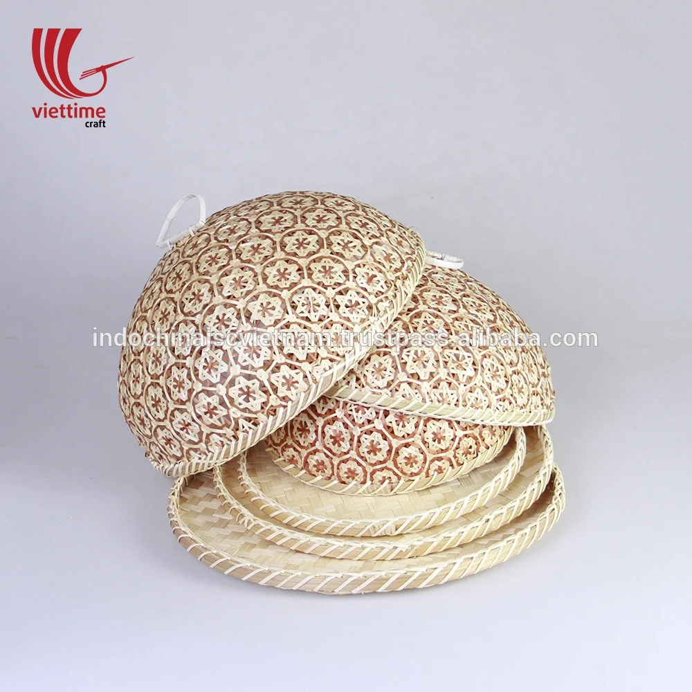 Bamboo food tray with cover, bamboo food cover made in Vietnam wholesale
