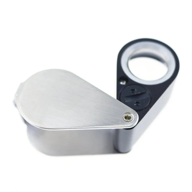 Triplet Jewelry Magnifier Loupe 20X Mini Folding Jewelry Loupe with Dual LED & UV light