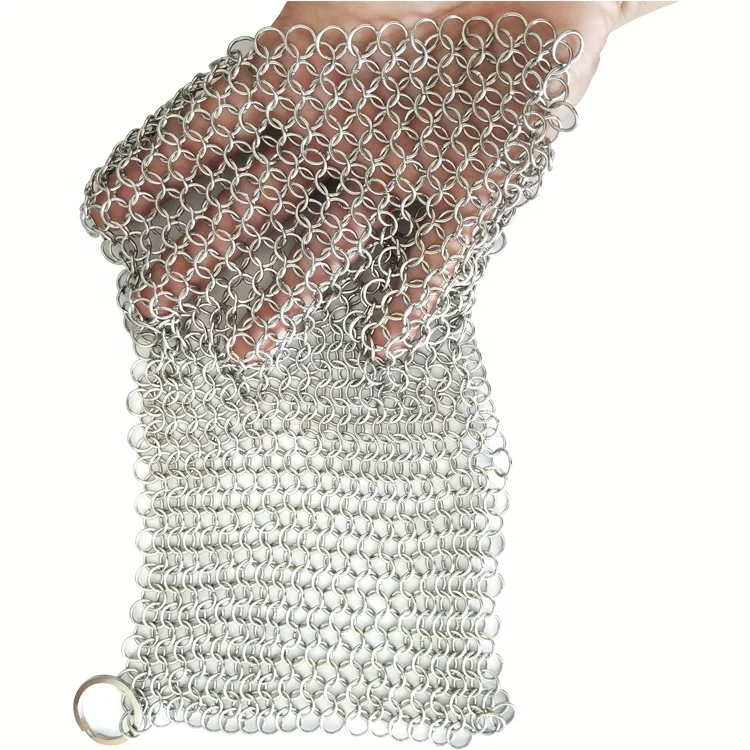Hot sale kitchen stainless steel chain mail mesh scrubber