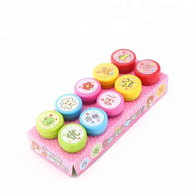 Factory Custom children toy stamp/Letter and digits toy round model stamps