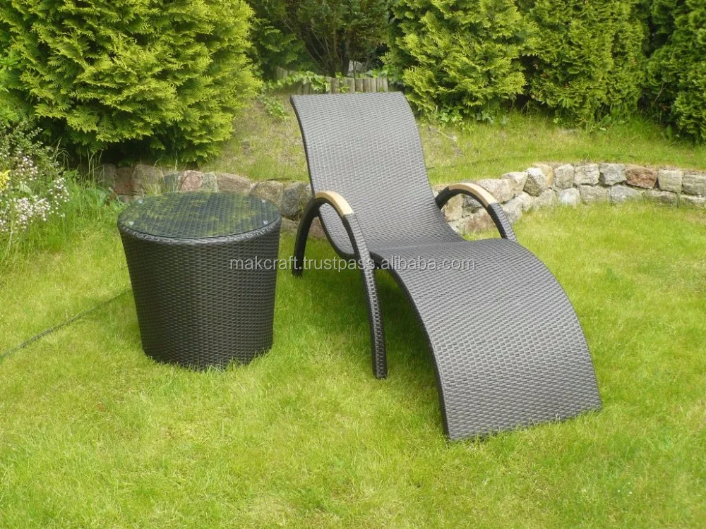 
Wicker Rattan Outdoor Rattan Sunbed Lounger Chair - Synthetic Rattan Outdoor Sun Lounger- Garden Chaise Lounge Outdoor Furniture 