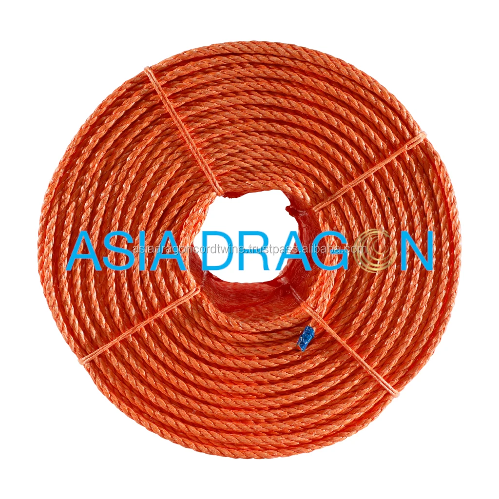 Wholesale Supplier high quality HDPE 3 strands rope Plastic twisted PE PP packaging twine rope