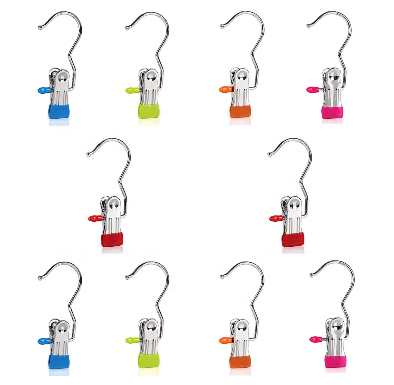 Set of 10 single clips Laundry Hooks Pins Boot Hanger Clips