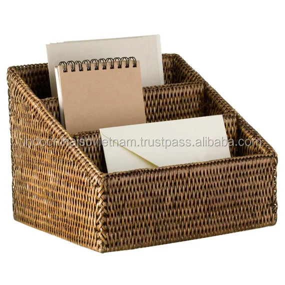 Natural eco-friendly rattan desk organizer/ letter holder