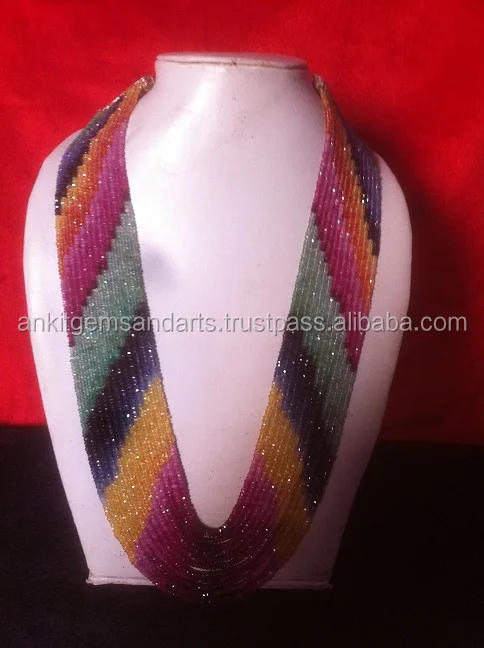 Natural Multi Sapphire Beads Emerald Ruby Sapphire Beads