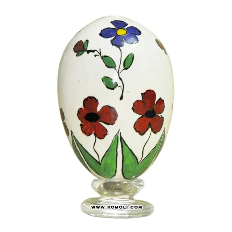 Large floral design hand painted painted large wooden easter eggs wholesale