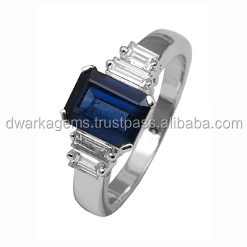 New Latest Unique blue sapphire gemstone ring 925 sterling silver zircon ring with wedding party jewelry