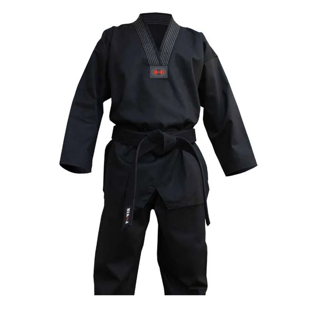 Top Quality Durable Material Black Taekwondo Uniform Martial Arts Training Wear Suit For Sale