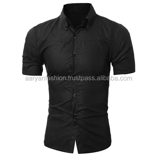 Fashion Plaids Printing Short Sleeve Designer Shirts for Men