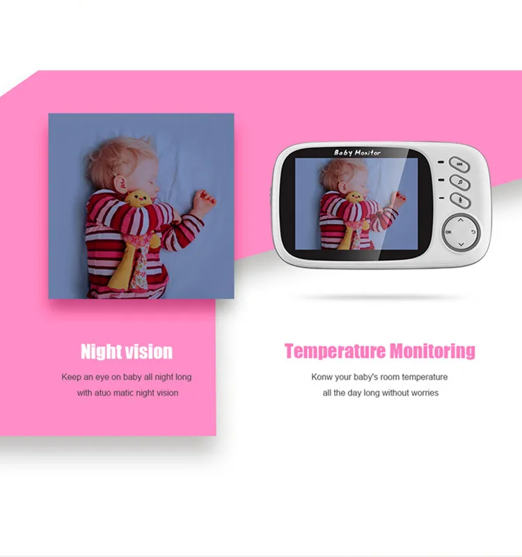 Digital audio babymonitor smart wireless wifi baby monitor ip camera cry alarm and temperature and humidity detection
