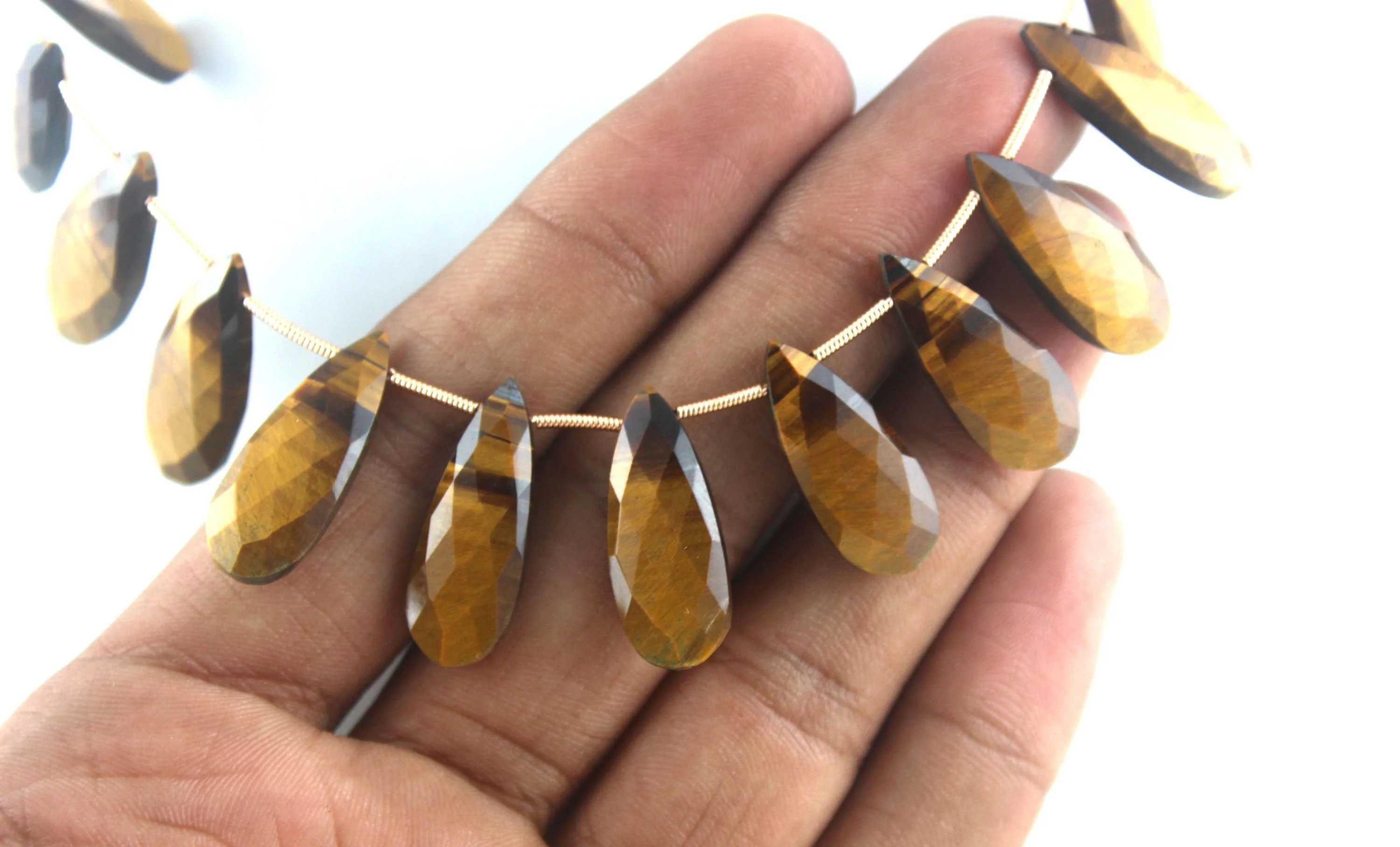 Awesome Quality 1 Strand Natural Brown Tiger Eye Gemstone Beads Crystal Star Shape Briolette for Jewelry Making