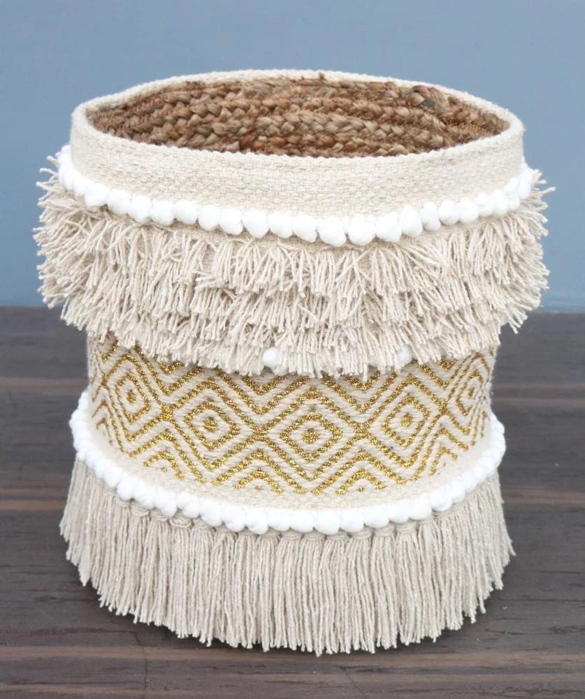 Moroccan Style round Vase Black White Cotton Felt PC Home Storage Basket Pot Eco-Friendly Colorful for Kitchen Nursery Use