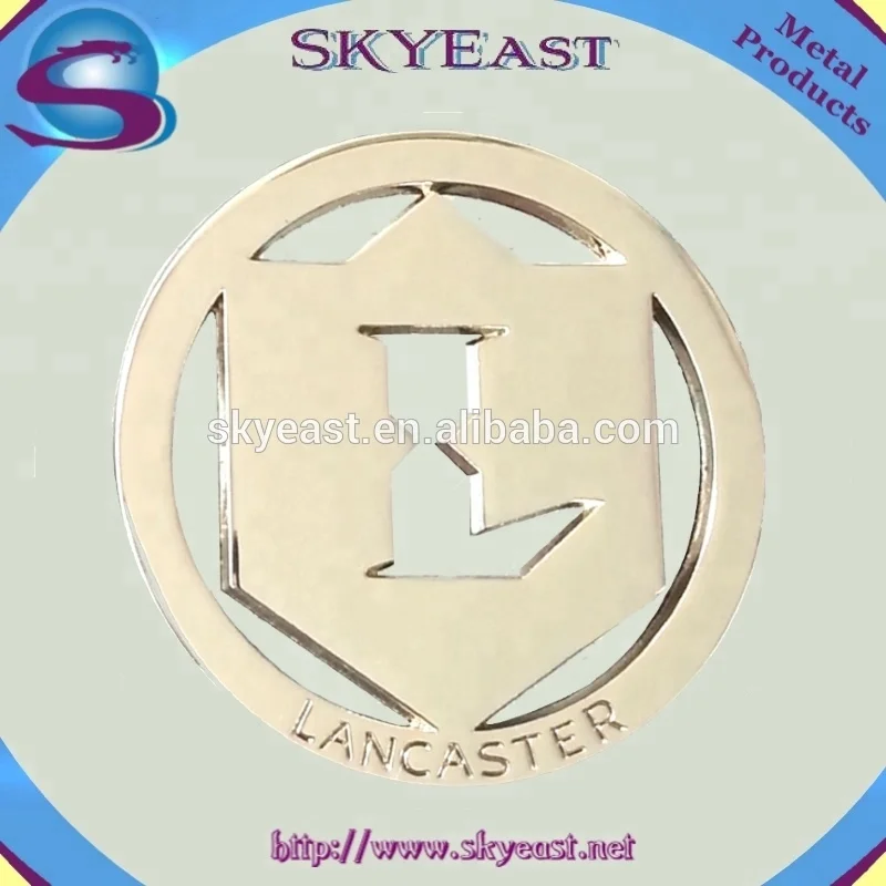 High Shiny Gold or Silver Branded Metal Logo Plate With Backing