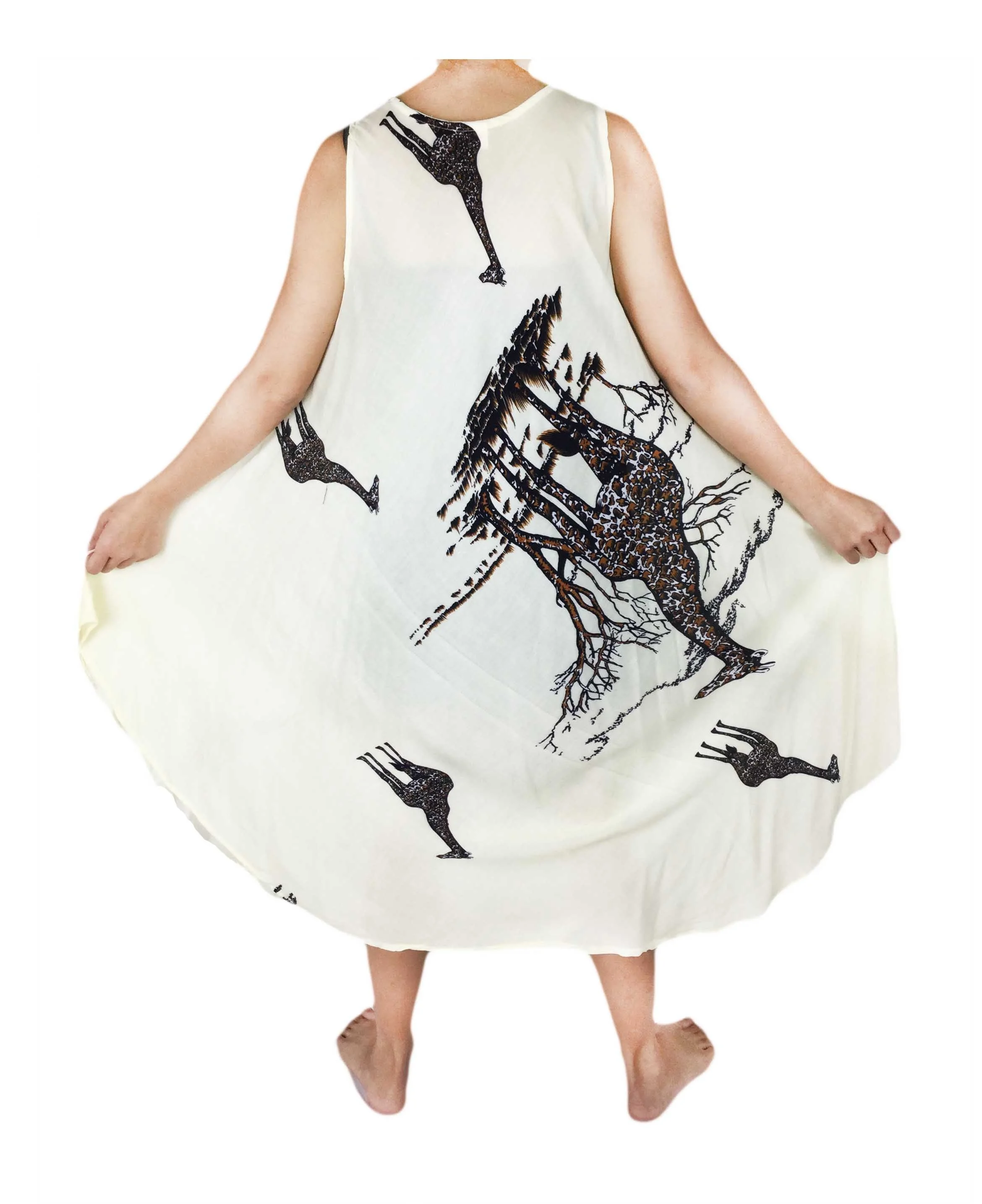 Wholesale Woman African Giraffe Sleeveless  Umbrella Dress Long Kaftan