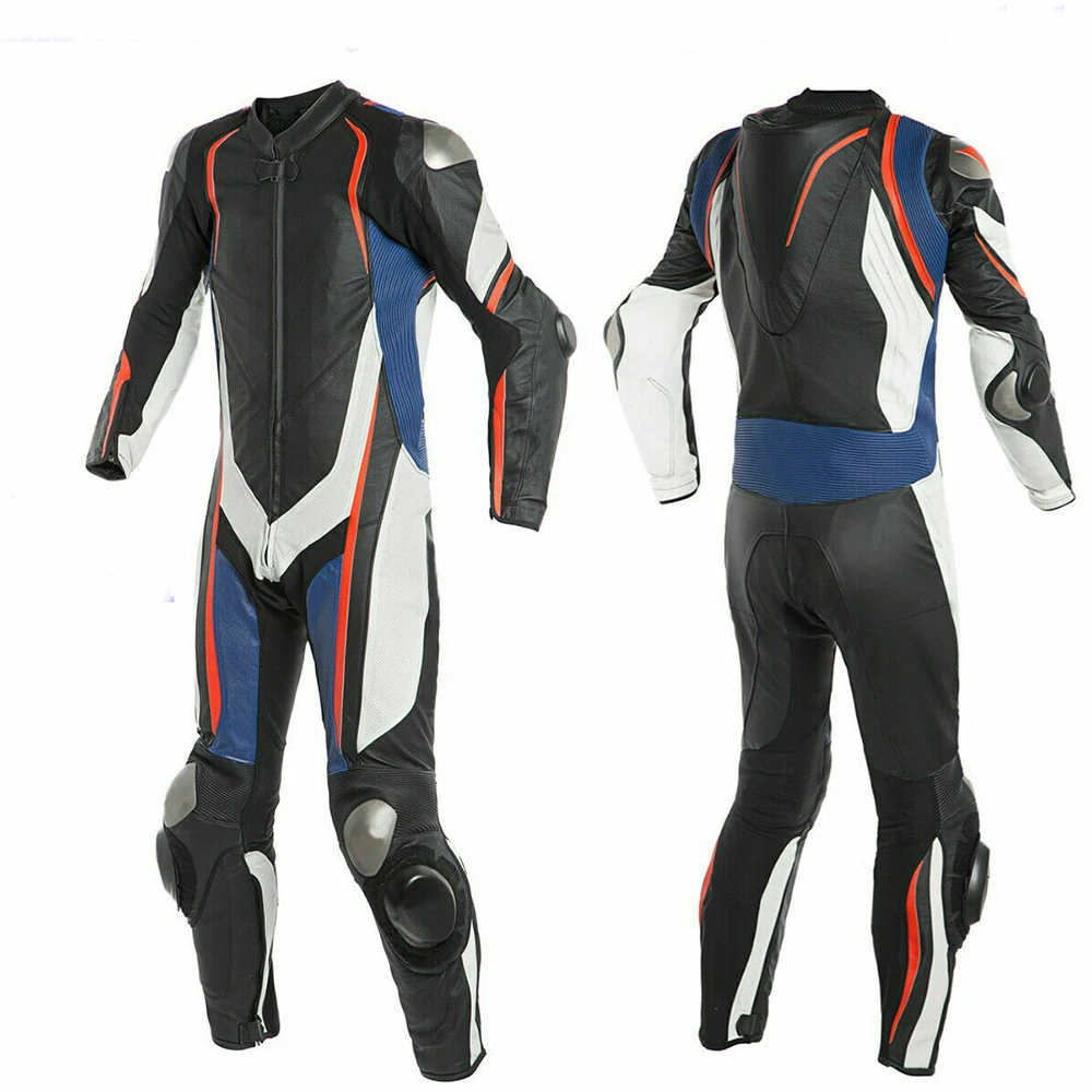 Custom Made Motorcycle Biker Racing Leather Suit 1 Piece 2 Piece OEM Safety Protector At Knee Elbow Water Proof