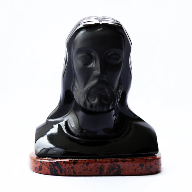 
Custom Size Handmade Jesus Christ Statue in Obsidian Stone 