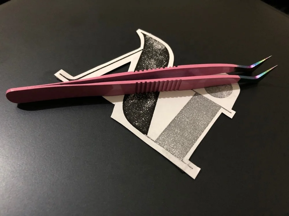 Pink Coated Russian Boot Volume Eyelash Tweezers Sustainable Stainless Steel Eyelash Extension Tweezers With Custom Logo