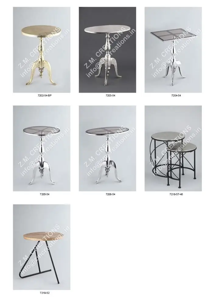 Modern Nesting Coffee Table Set Aluminum Metal Furniture for Home Hotel Restaurant Decoration in Silver Black Fixed Design