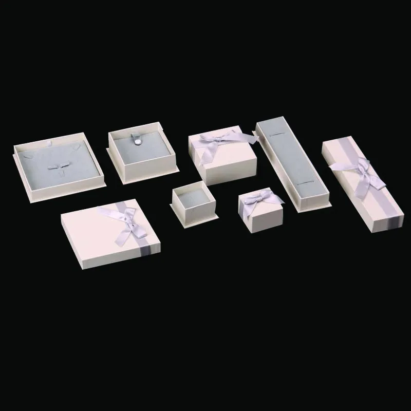 Custom white paper box necklace ring bracelet kids jewelry packaging box