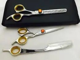 2021 new hot sale stainless steel Barber Scissors kit salon Razor scissor set barber scissors instruments kits
