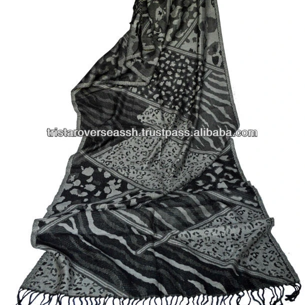 60/40 Silk wool Pashmina Shawl jacquard style silk shawls and scarfs jacquard pattern silk scarfs