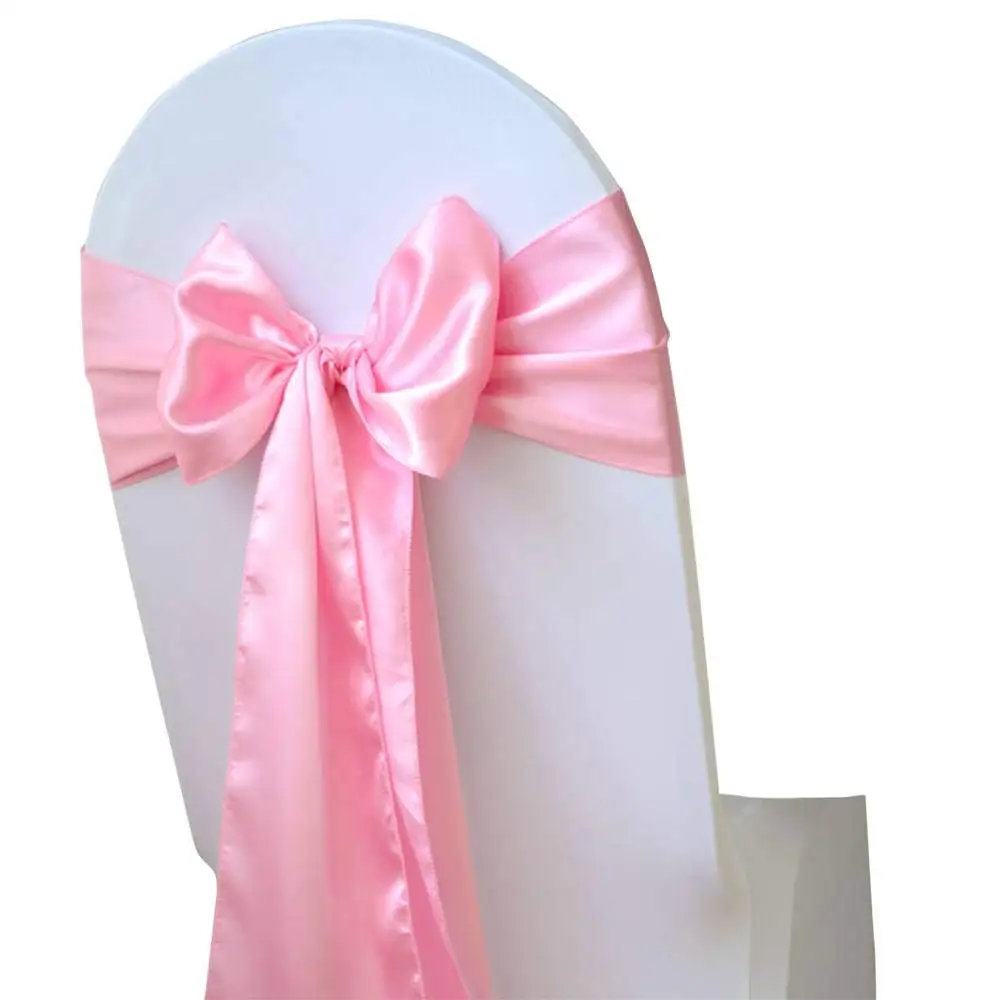 Wedding Satin Chair Sashes Bands Ribbon Fabric for Banquet Party Hotel Restaurant Pink Chair Covers Wedding Decoration