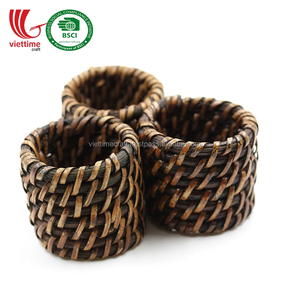 Wicker Weaved Rattan Napkin Holder Ring Wholesale