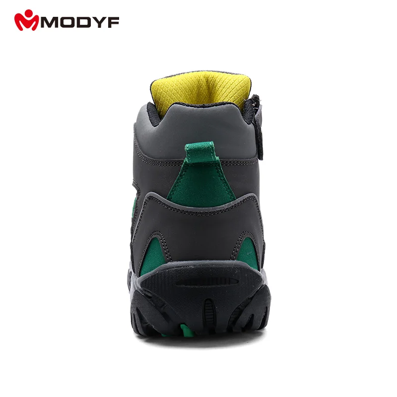 Мужская защитная обувь из натуральной кожи и сетчатой ткани, классические стальные ботинки с носком и нижней частью MD, военные ботинки для хикинга, MODYF 2018, новый дизайн