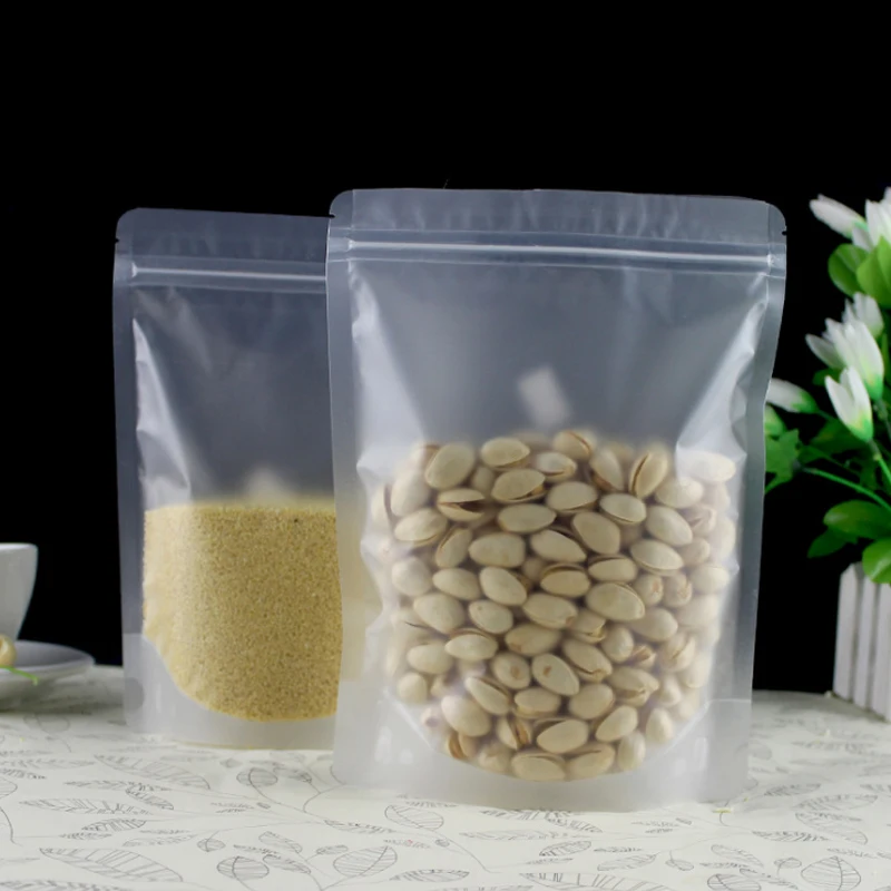 polysmarts Transparent Stand-Up Pouch Bag, Food Zipper Bag, Pistachio/Dried Mango Plastic Packing Bag