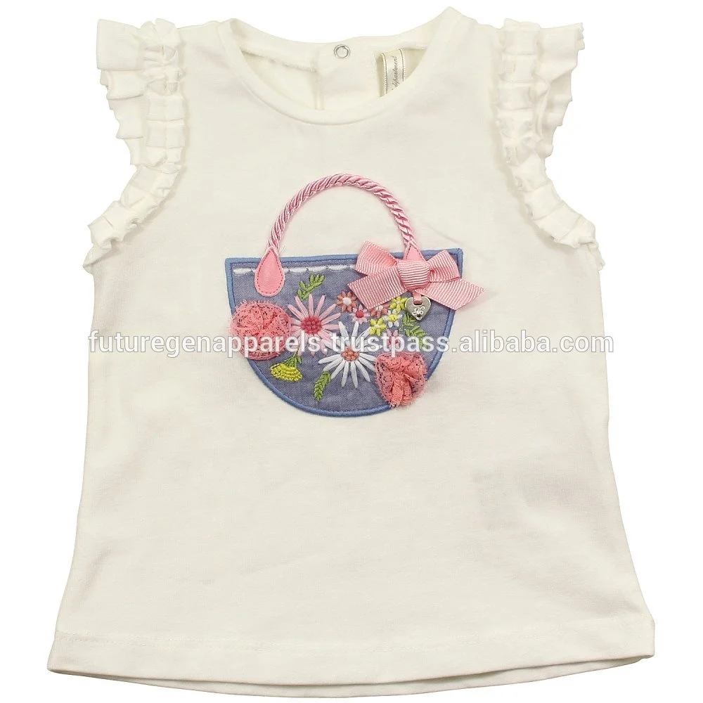 Girl Clothing T-Shirt Ring Spun Combed cotton Bio washed fabric Custom Printed Embroidered Girls T-shirt