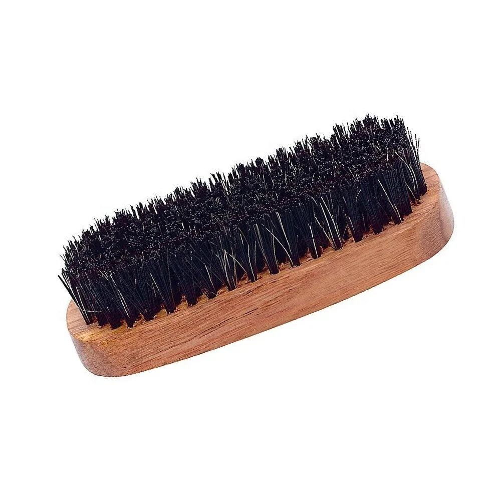Round shape black boar bristle beech wooden beard brush
