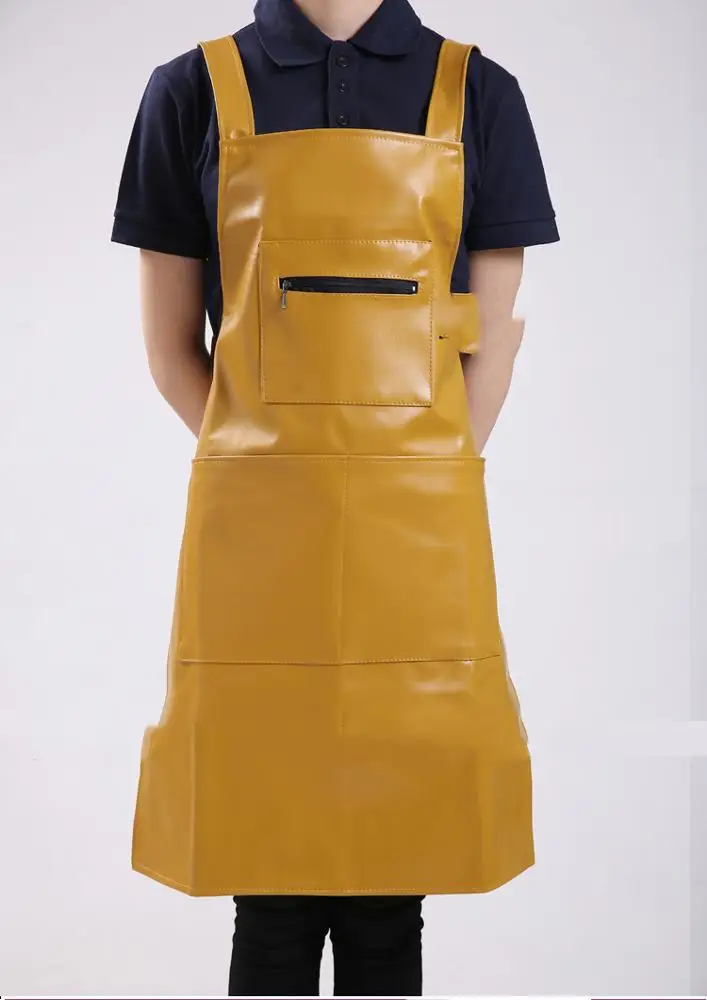 Top quality work aprons for women Jeans apron with cross back leather straps