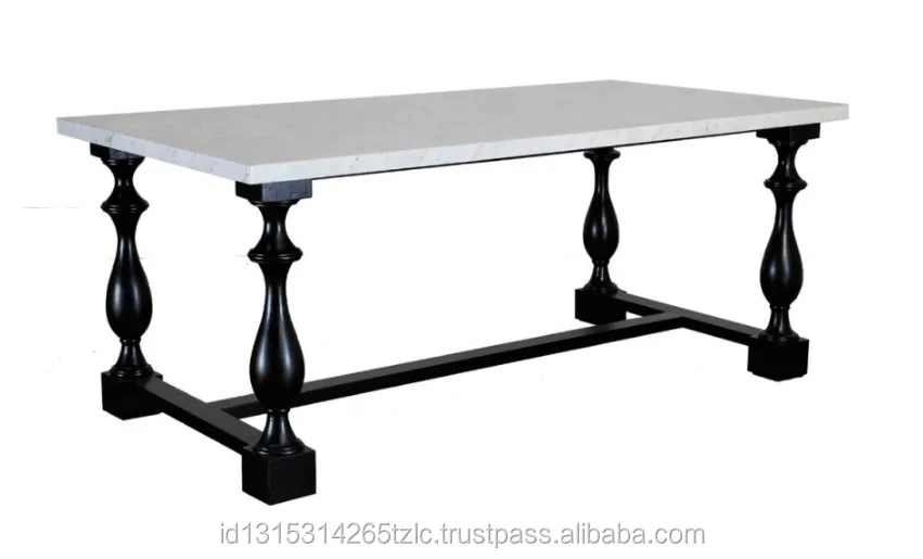 Elegant Mahogany Dinning Table with Turning Legs & Marble Top