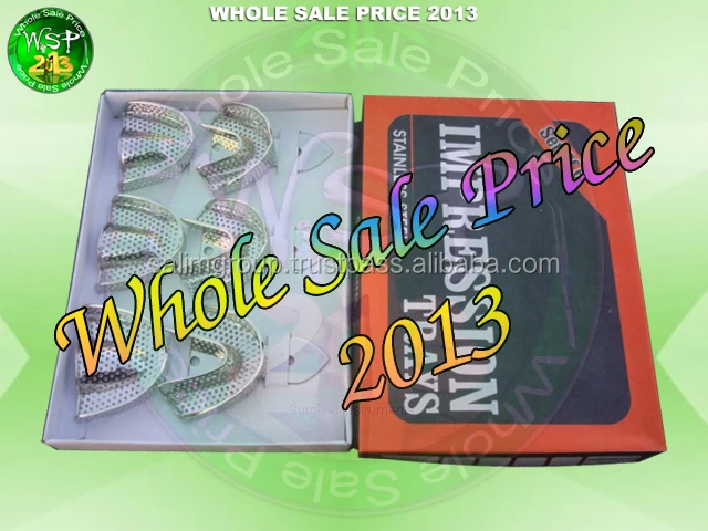 Set of 6 Impression Trays Perforated Adult Dental Instruments