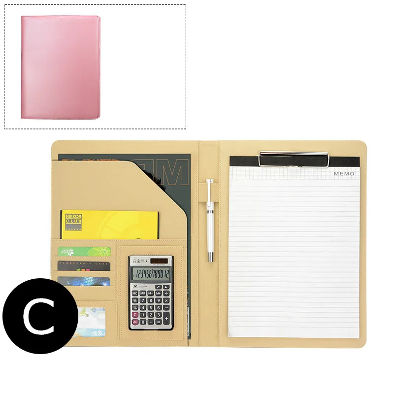 Professional executive custom printing logo A4 PU leather folder manager conference folder clipboard