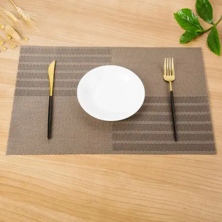 Good quality pvc woven vinyl material modern design table mat