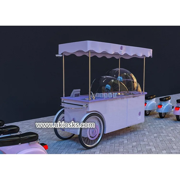 
Creative cotton candy cart & fried ice cream portable trolley mobile cart design, retail sweet food kiosk/ booth stand for sale 