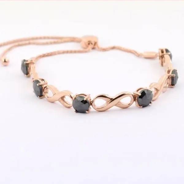 Fashion Women Jewelry Black Diamond Infinity Bracelet In Rose Gold 6.00 Cts
