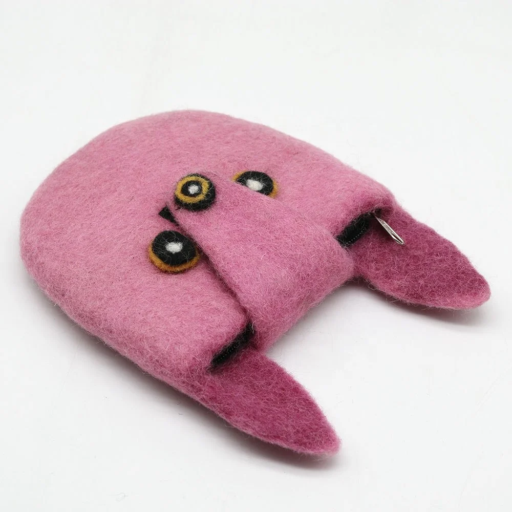 FYN-CL-014, Piggy Bank Felt Purse, Felted by Skilled and Talented Women Artisans from Nepal, 100% Eco-friendly New Zealand Wool