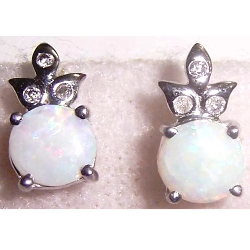 Best Selling Classic Stud 14K White Gold Opal Sapphire Emerald Ruby Diamonds Gemstones Gold Earrings for Ladies