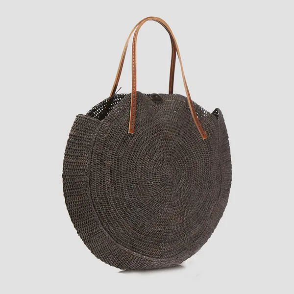 Crocheted Round Bag in Raffia